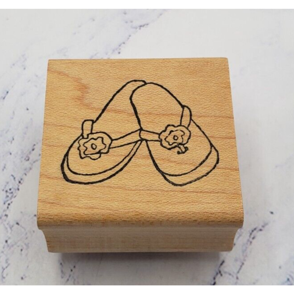 Summer Flower Flip Flop Sandals Lockhart Wood Mounted Rubber Stamp